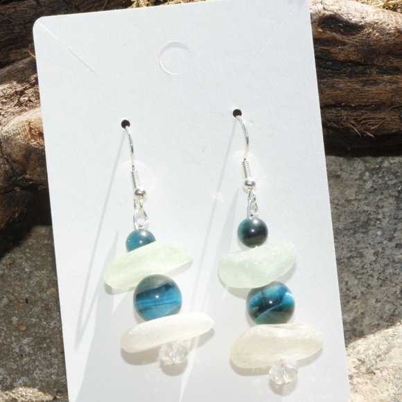 Seaglass Earrings Hans Crafted - Picture 1 of 2